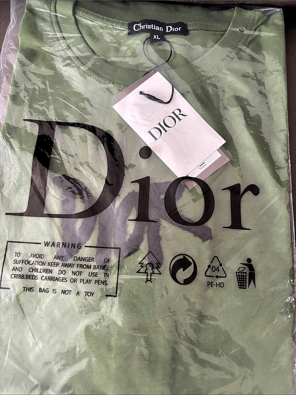 Christian Dior Graphic Short Sleeve Tee Green & Black XL